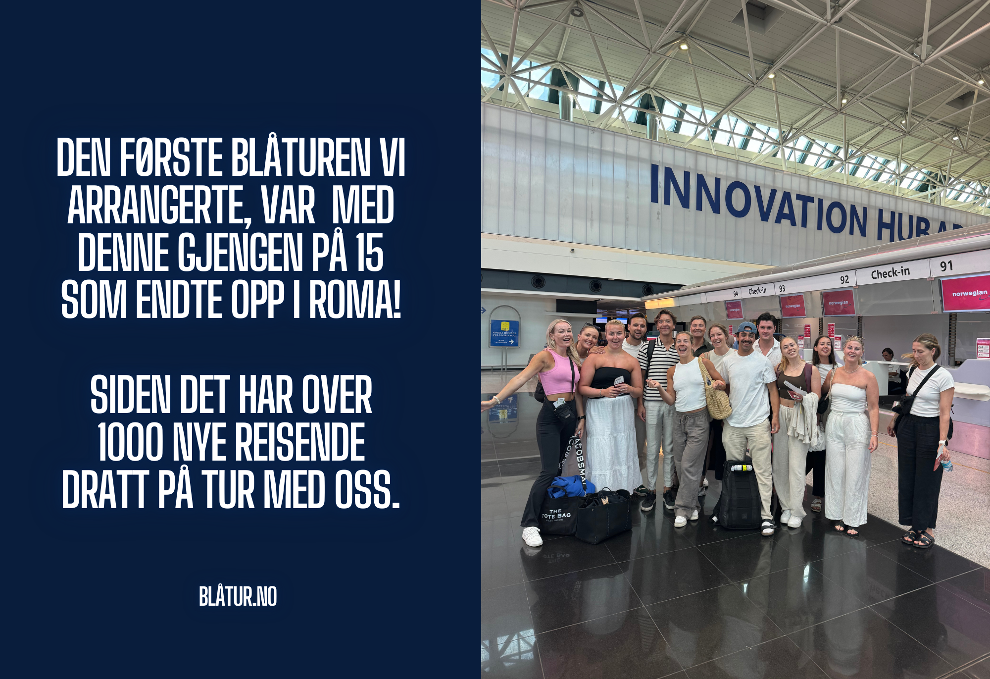 Gruppereisende på flyplass